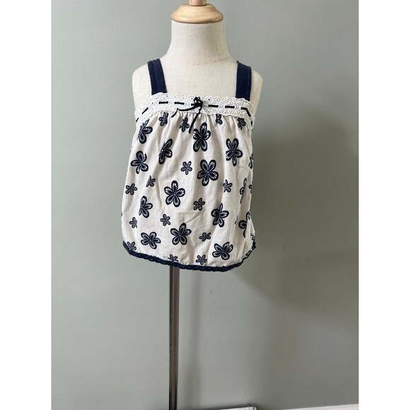 Girls 4th of July Blue & White Soft Cotton Sleeveless Halter Top Blouse sz 3T - Picture 2 of 8